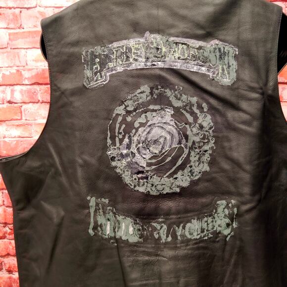 Vance Leather Vest Men 5XL Black Lined Motorcycle Racer Sleeveless Button Front - Picture 8 of 9